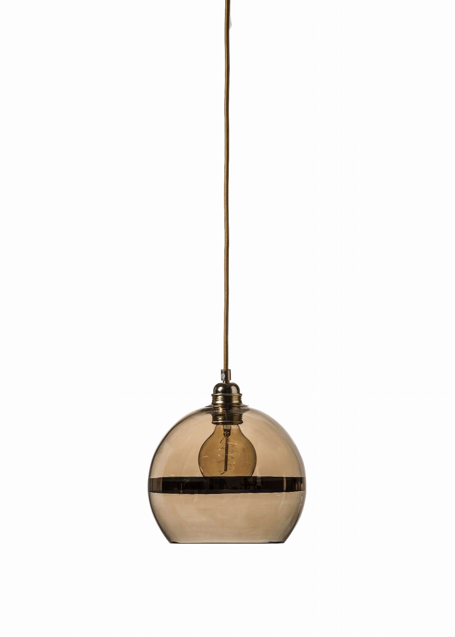 Szklana lampa wisząca EBB & FLOW Rowan Golden-Smoke w salonie