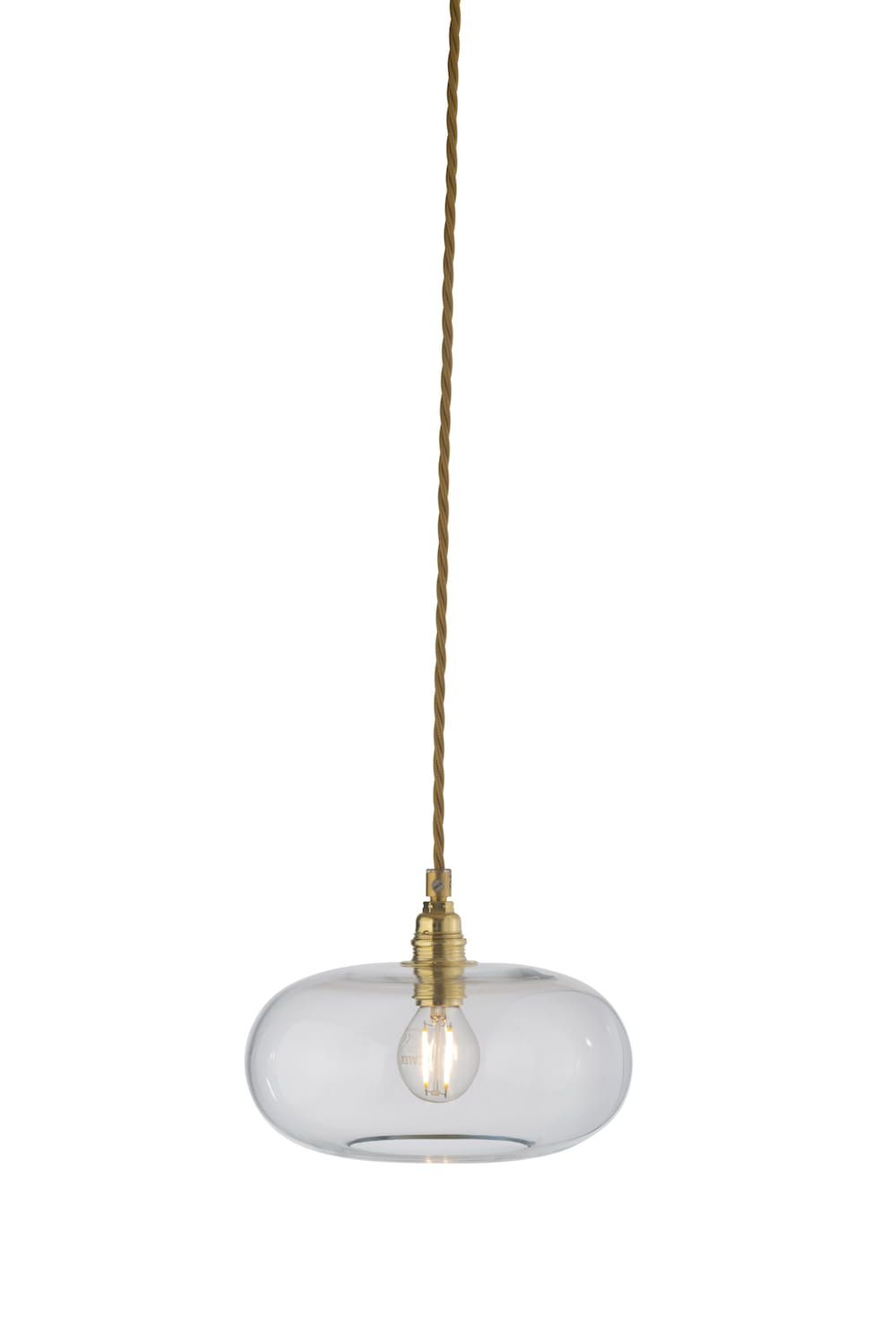 Przezroczysta lampa wisząca EBB & FLOW Horizon Clear ze złotym wykończeniem