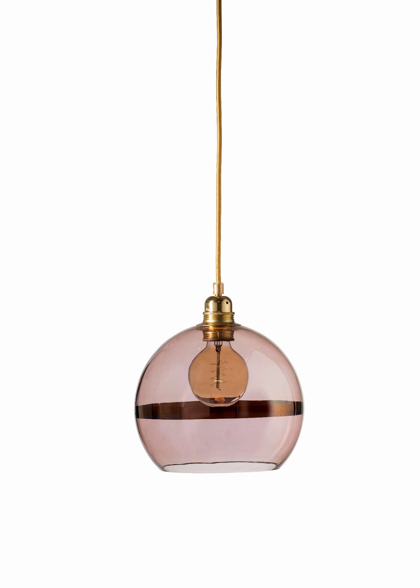 Szklana lampa wisząca EBB & FLOW Rowan Stripe-on-Obsidian z poprzecznym złotym paskiem